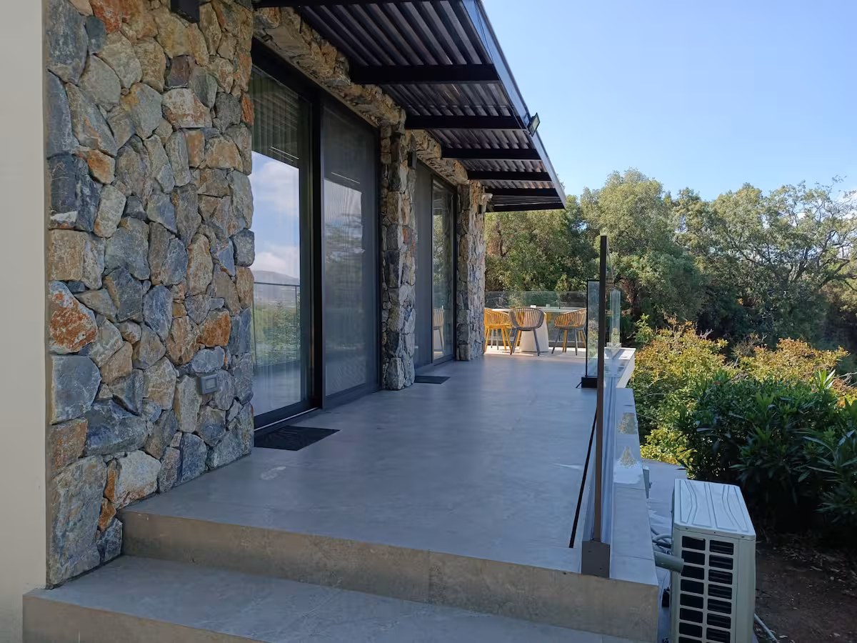 Stone veranda leading to the terrace